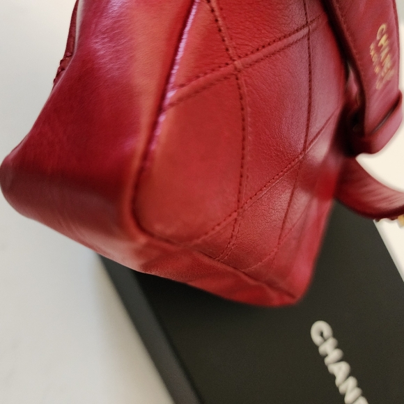 Chanel CC Turn Lock Matellase Belt Bag Lipstick Red + Entrupy COA - Picture 14 of 16